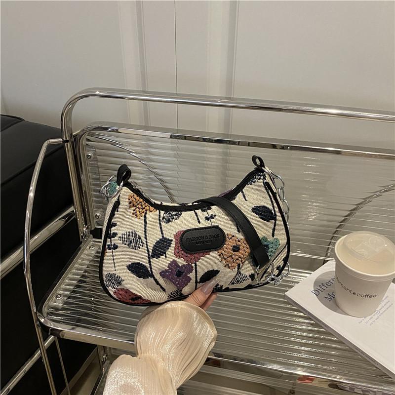 

Мода 2025, зарубежный стиль, популярная сумка под мышкой, ткань, белое сочетание, персонализированная сумка через плечо, легкая модная и милая женская сумка чёрный