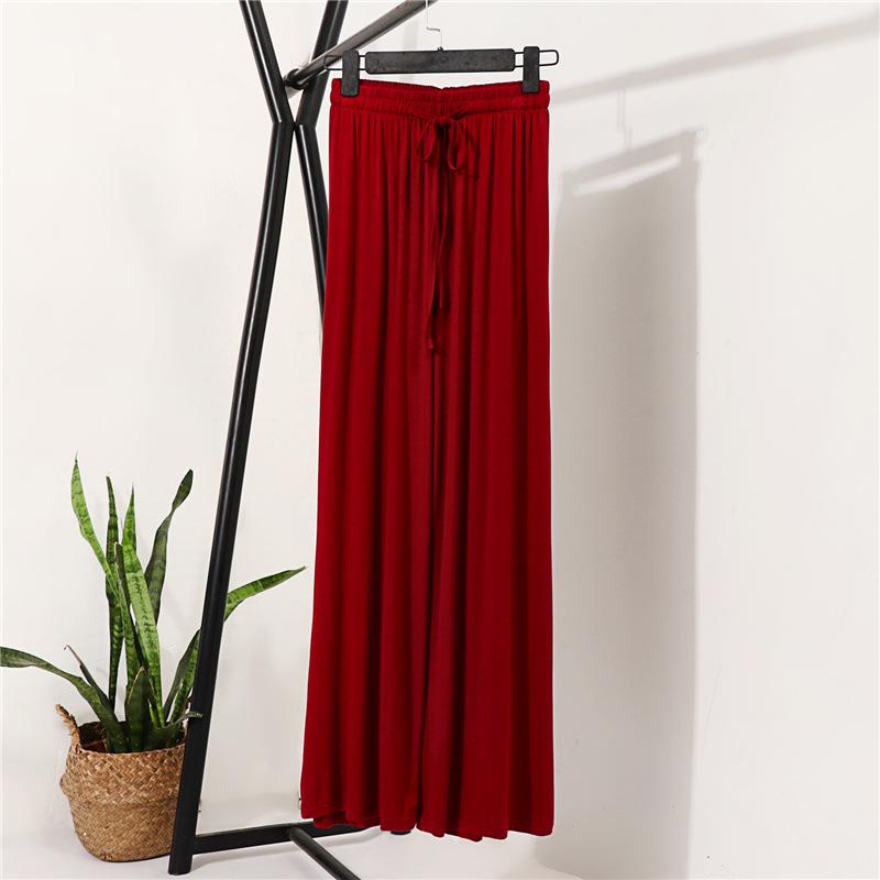 Pantalon large taille haute en soie glacée pour femme