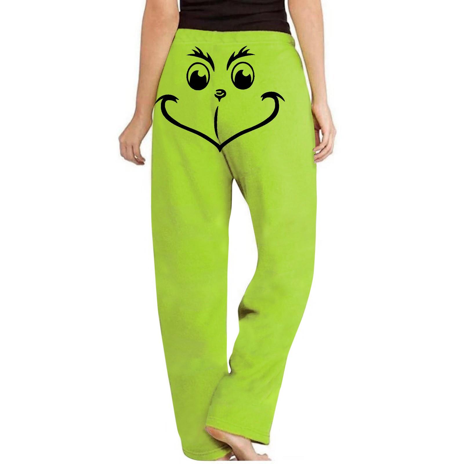 Women s Casual Strapping Wide Leg Pants Christmas  Printed Casual Pants L