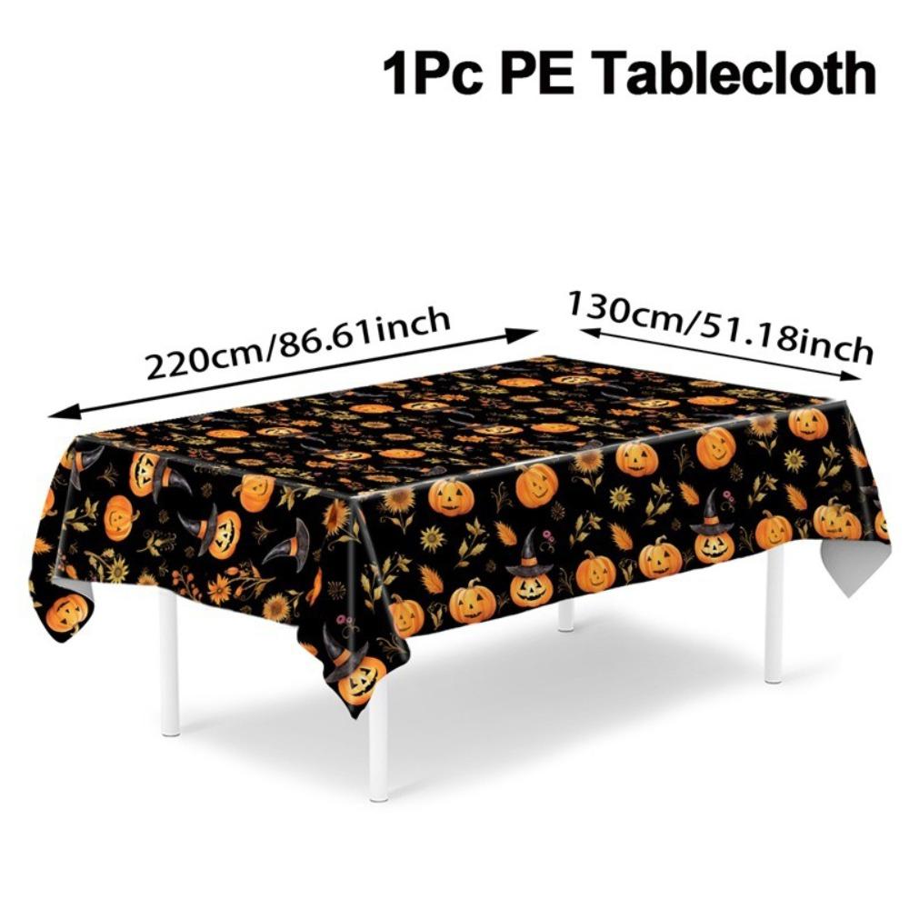 Plastic Halloween Tablecloth Bronzing Table Decoration Pumpkin Table Cover Pumpkin Ghost Haunted House Tablecover