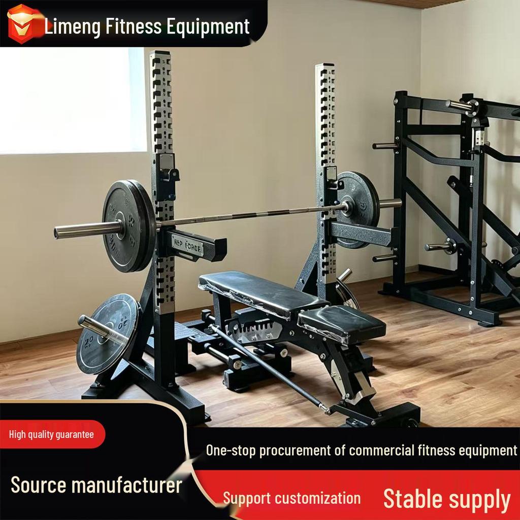 Multi-functional Bench Press Rack: Commercial Gym Strength & Fitness Equipment with Weight Plates