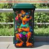 Colorful Utility Room Surface Decals Cartoon Animal Trash Can Sticker, Self-Adhesive PVC Decal, Waterproof Cute Decorative Adhesive for Household Bins