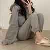 Koreanischer Chic Langarm Kapuzensweatshirt + High-Waist Jogginghose Set