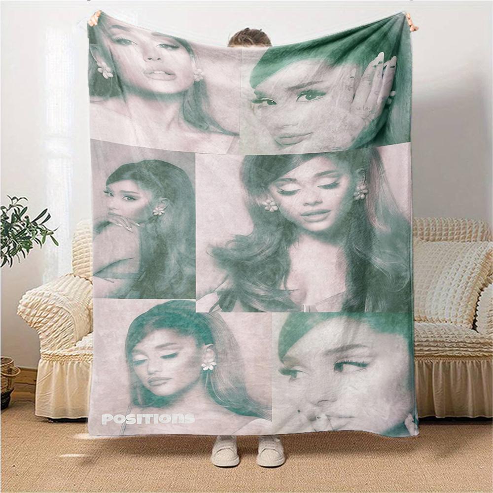 Ariana Grande Poses Blanket Soft Throw Blanket For Home Bedroom Bed Sofa Travel Office Solid Christmas Blanket