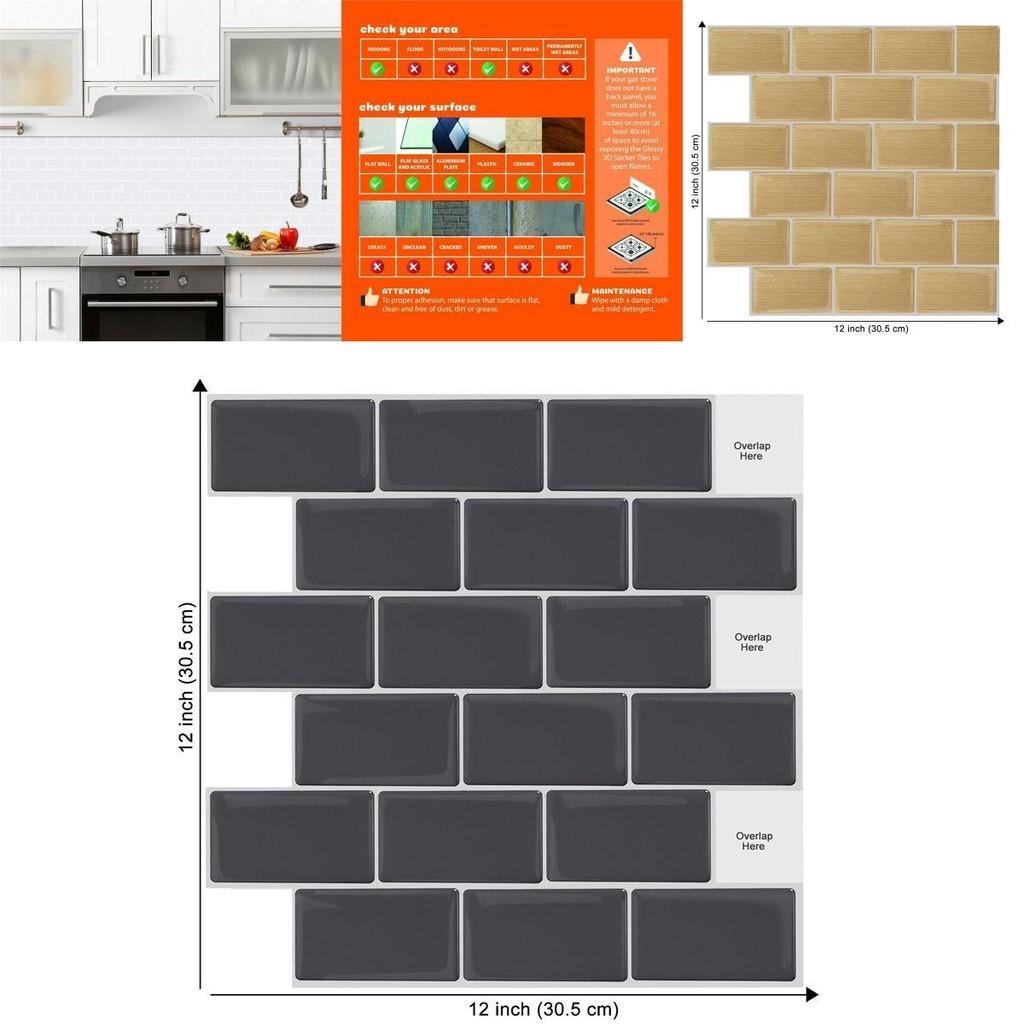 Vibrant 3d Self Adhesive Sticker Kitchen Tile Backsplash For Bathroom Wall Art