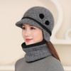 Elderly Hat Scarf Set Women Winter Double Warm Ear Protection Wool Hat Cold Knitted Cap