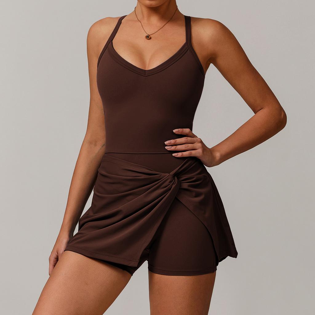 Environmentally Friendly Recycled Dress Anti-Light Kink Design Skirt Cross Hollow Back Tennis Skirt