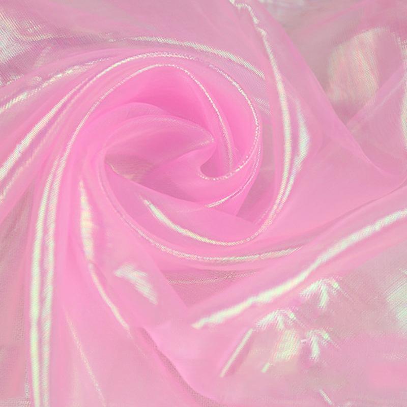 Colorful Organza Bright Silk Mesh Fabric Encryption Fantasy Laser Glass Yarn Fabric DIY Stage Performance Costumes Wedding Decor