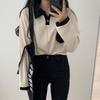 College Style POLO Collar Long Sleeved T-shirt for Women In Spring and Autumn  New Style with Interior and Base  Versatile Ins Top