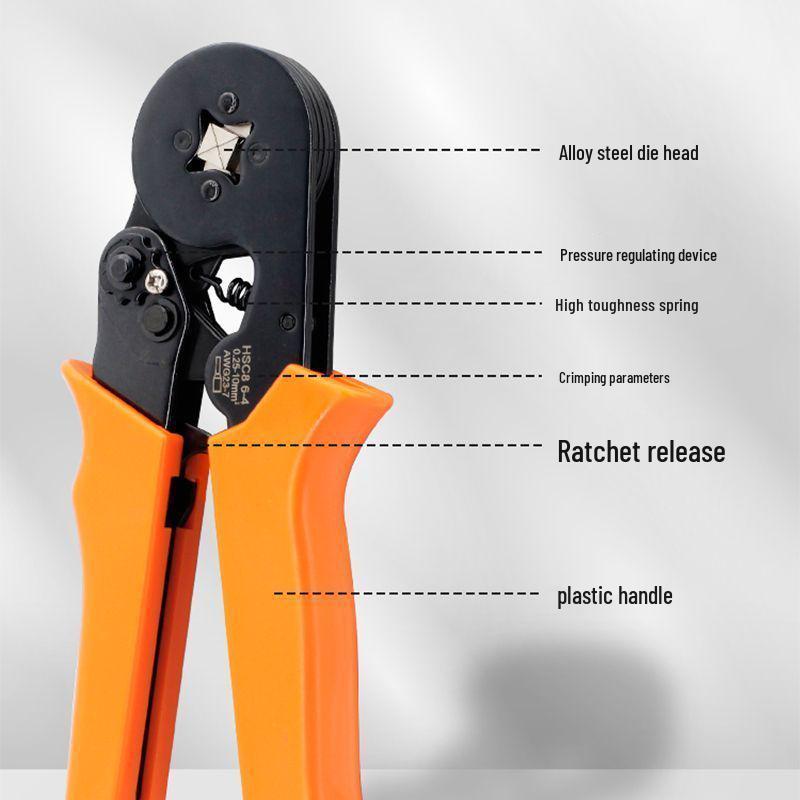 Tubular VE Terminal Crimping Tool - Four-Sided Pin-Type Wiring Pliers for Electricians
