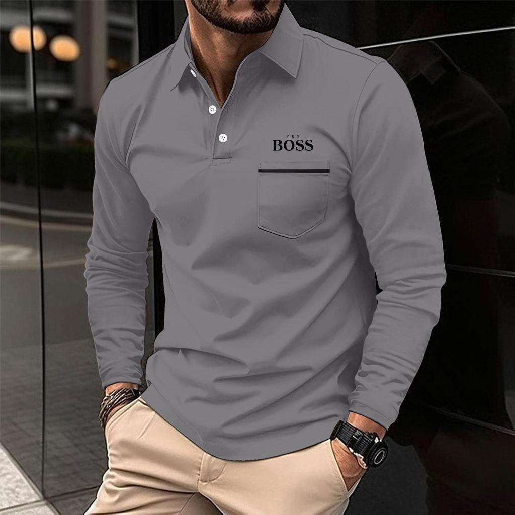 Spring and Autumn Plus Size POLO Shirt Button Pocket Men's Sports Polo Shirt Large Size Polo Shirt