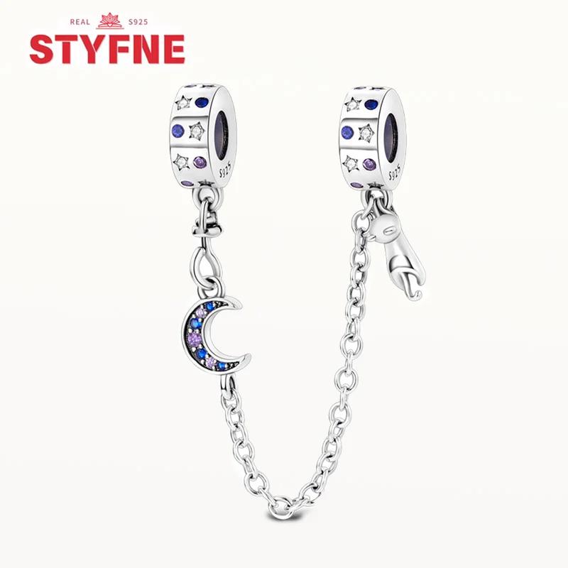 Charm Copper Moon Star Leaf Fit Original New Safety Chain Clasp Clip Bracelet Diy For Woman Girl Jewelry Fine Gift