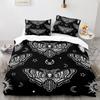 Death Moth Duvet Cover Set Queen Size Gothic Skull Boho Comforter Cover Black And White Skeleton Decorative Soft Bedding Set