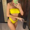 Bandeau Wrinkled Crinkled Bikini Female Swimsuit Women Swimwear Two-pieces Bikini set High Cut Bather Bathing Suit Swim V3314