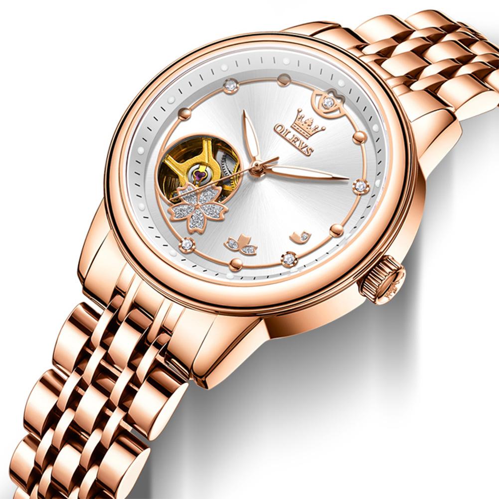 Rose Gold Wine Red Luxury Casual Ladies Wristwatch Waterproof Automatic Mechanical Woman Watch Elegant Fashion Women's Watches