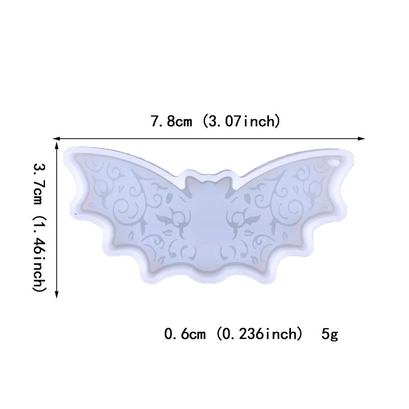 DIY Shiny Halloween Bat Keychain Silicone Mold with Hole for DIY Luggage Tag Resin Casting Mold Trinket Earring Pendant