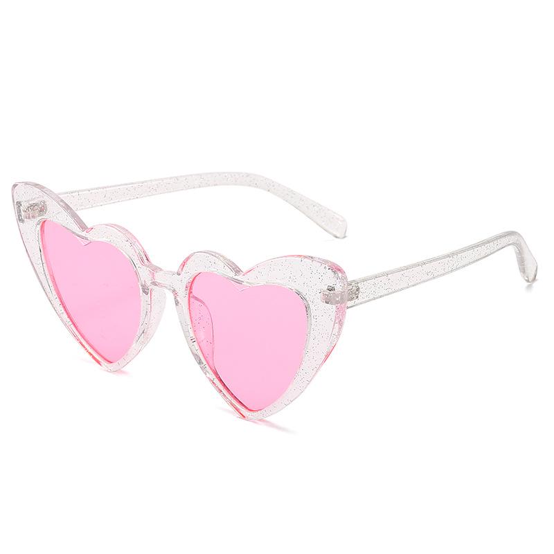 

New Style Oversized Peach Love Heart Sunglasses with Metal Hinges