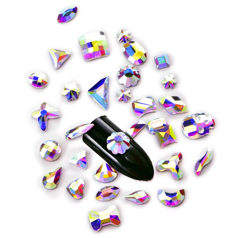 Blinginbox Hight Quality Rhinestone Bulk Special Shapes Crystal AB Hot Fix Rhinestones Iron on Rhinestones for Fabric Decoration