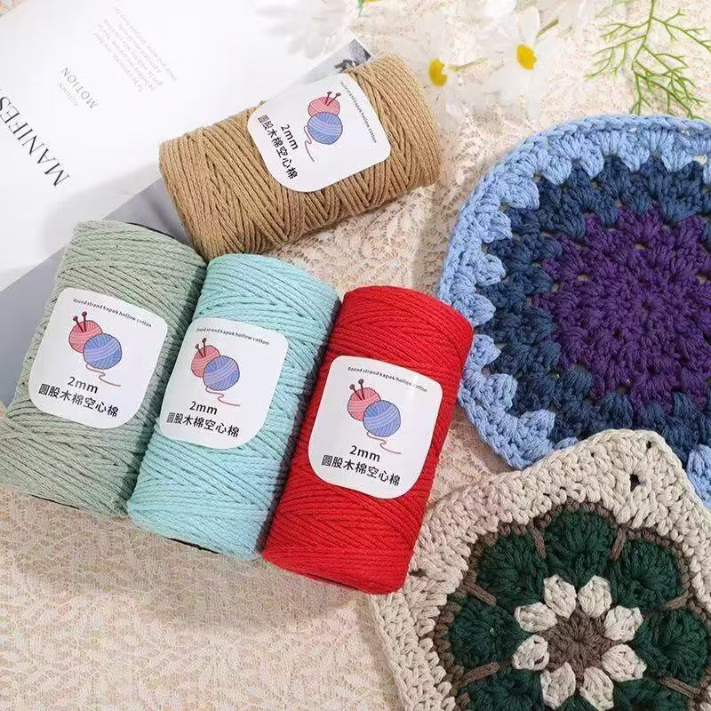 150g/150m 2mm Round Strand Hollow Yarn,European Hook Bag Core Diy Thread,Many Colors,Hand-knitted Crochet Matching Crocheting