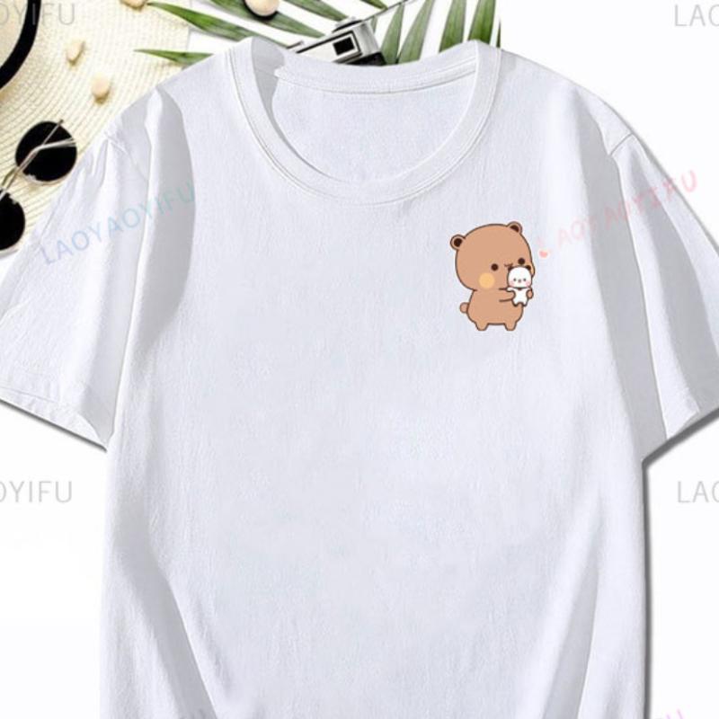 Cute Dudu and Bubu Printed T-shirt Simple Fun Lovers' Clothes for Girlfriend Best Gift Fashion Cotton Short-sleev Unisex Tee Top