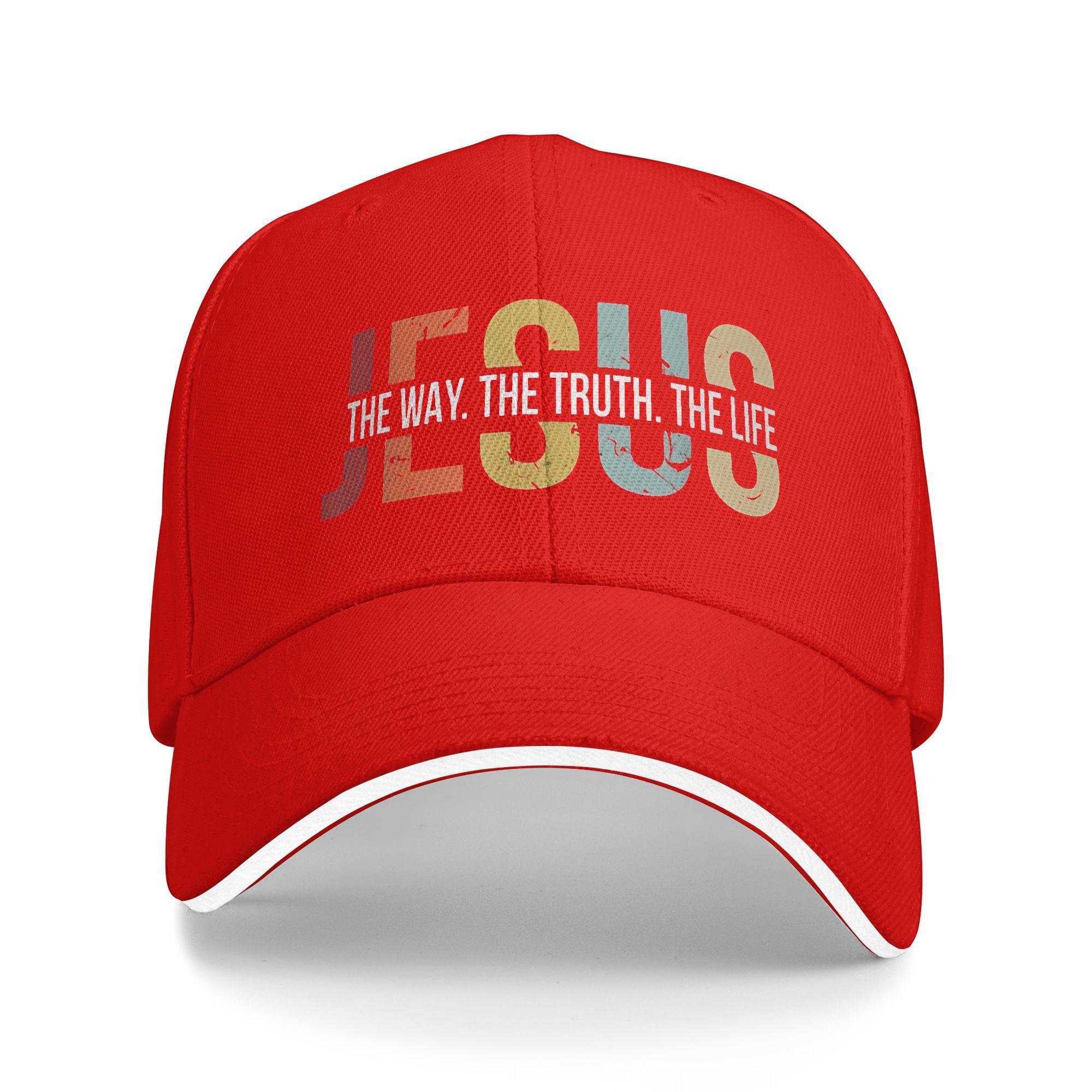 Jesus Is The Way The Truth The Life Baseball Cap Fashion Sandwich Cap Unisex Style Polyester Headwear Outdoor One Size
