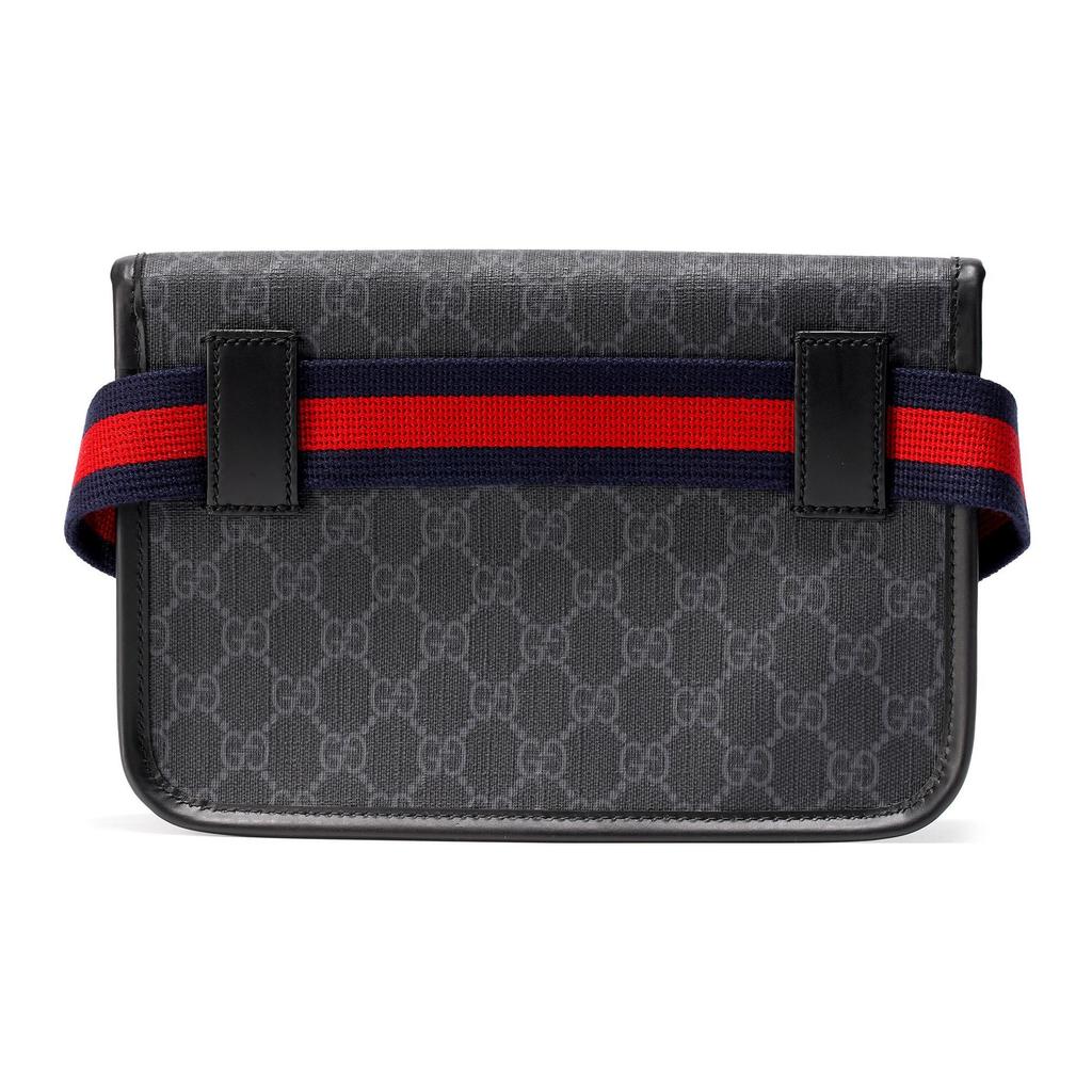Gucci Borsa a tracolla pettorale in tela Web e pelle a righe con logo vintage da uomo Nera 598113-K5RLN-1095
