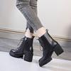 Waterproof Platform Platform Platform Women's Shoes Casual Short Boots Medium Heel Fashion Women's Boots Versatile Thick Heel Martin Boots Women's 202