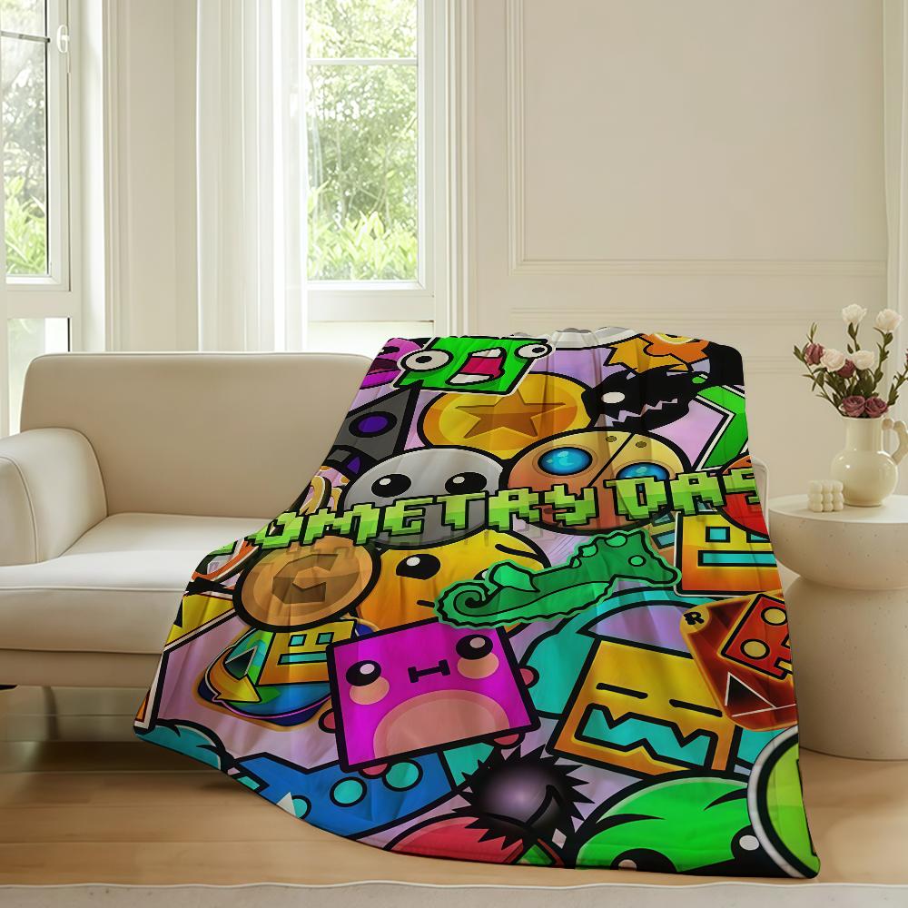Video game G Geometry D Dash Blanket For Sofa Office Bed Plane Travel Sleep Read Relax Camping Soft And Warm