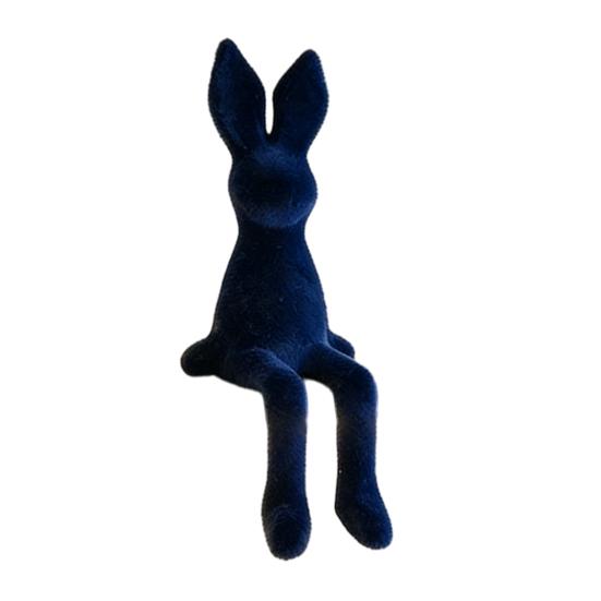 Sitting Bunny Statue Flocking Rabbit Figurine Easter Bunny Ornaments for Living Room Cabinet