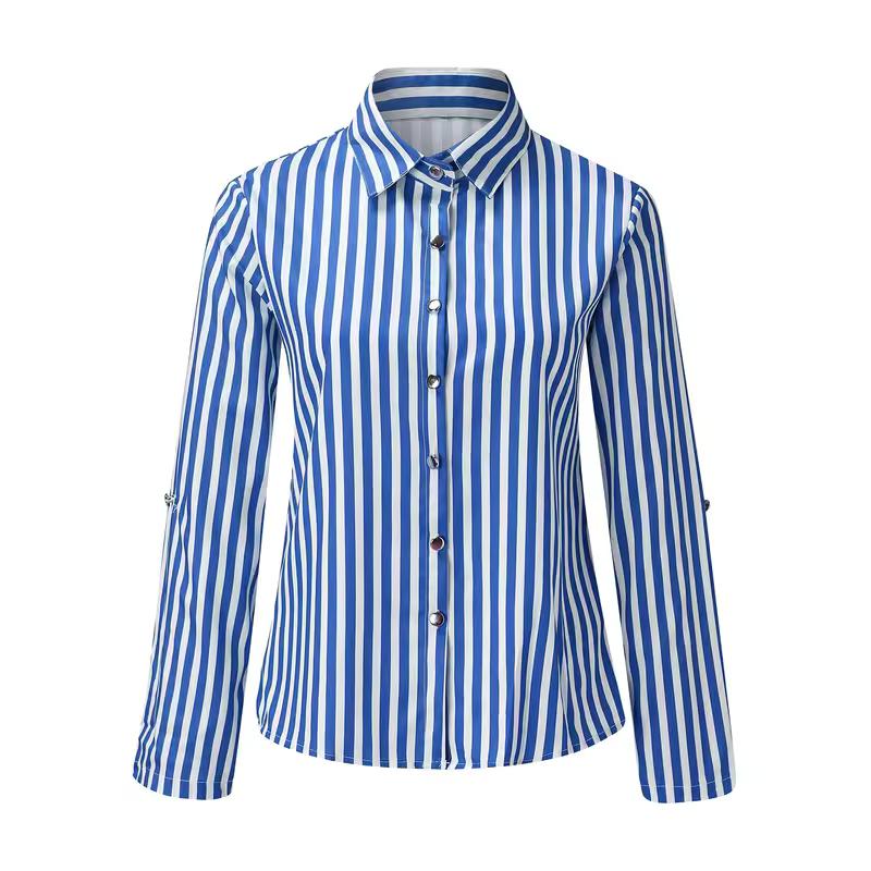 Koszula w paski w kolorze czerwonym i białym, damska, vintage, casualowa, damska, jesienna, dojazdowa, bluzki, długi rękaw, modna, oversize, prezent