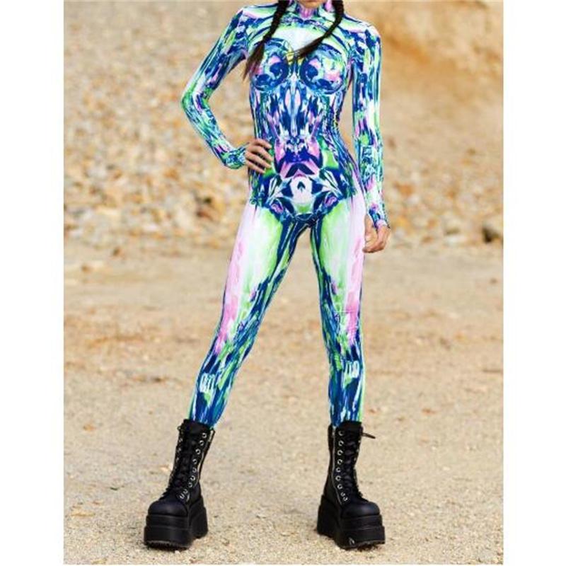 Unisex Sexy Black White Graphic Print Jumpsuit Halloween Line Art Muscle Cosplay Bodysuit Holiday Party Zentai Suit Rave Catsuit