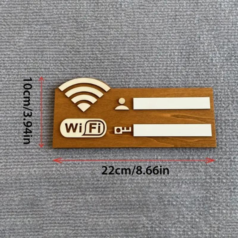 Wooden WiFi Password Sign Board - Reusable Handwritten WiFi Notice, Wall-Mounted Sign for Cafe Restaurant Hotel Shop Decor