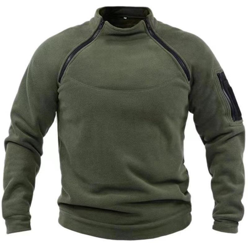 Stehkragen Herrenpullover Hält warm im Herbst und Winter Locker Einfarbig Outdoor-Sport Warm und Atmungsaktiv Taktische Herrenbekleidung