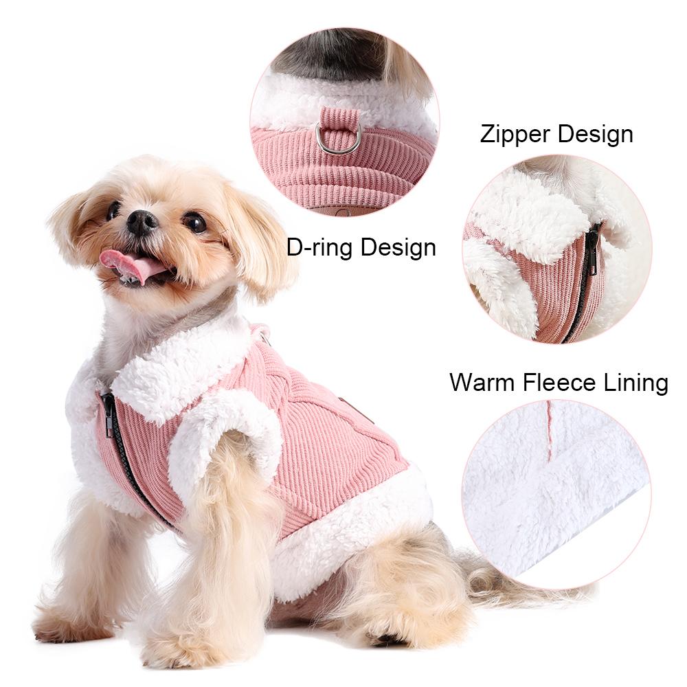 Winter Dog Clothes For Small Dogs Warm Thick Pet Jacket Coat With D-ring Chihuahua French Bulldog Sleeveless Fleece Vest Sweater