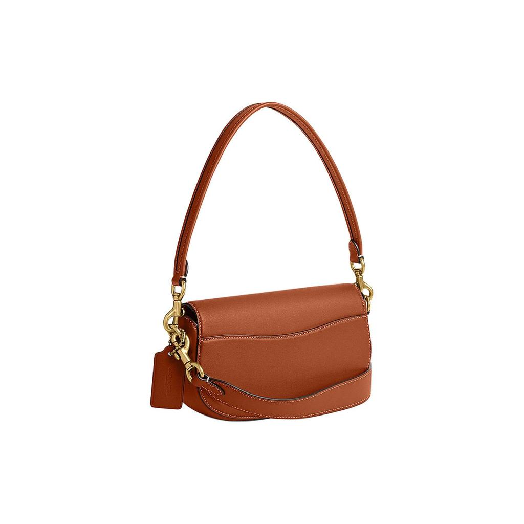 Coach Harley 23 Solid Color Flap Hardware Buckle Closure Leather Saddle Bag Women Handbags Brown CM702-B4BAR