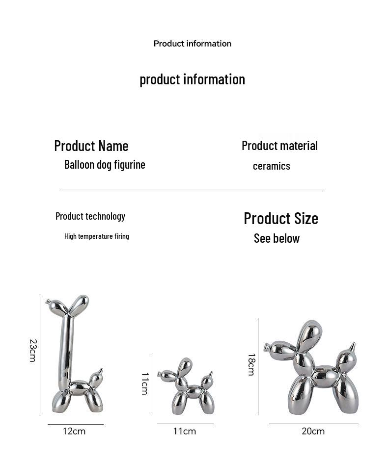 Nordic Luxury Ceramic Balloon Dog Ornament for Home Décor