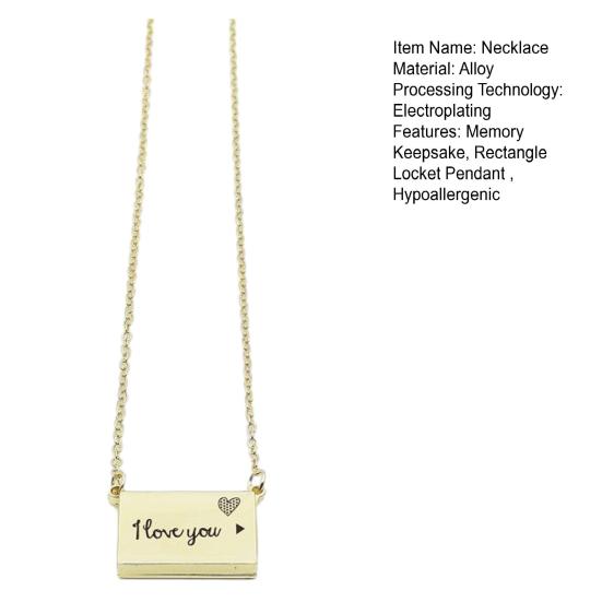 Rectangle Locket Necklace Photo Locket Pendant Necklace Memory Locket Necklace Keepsake Gift