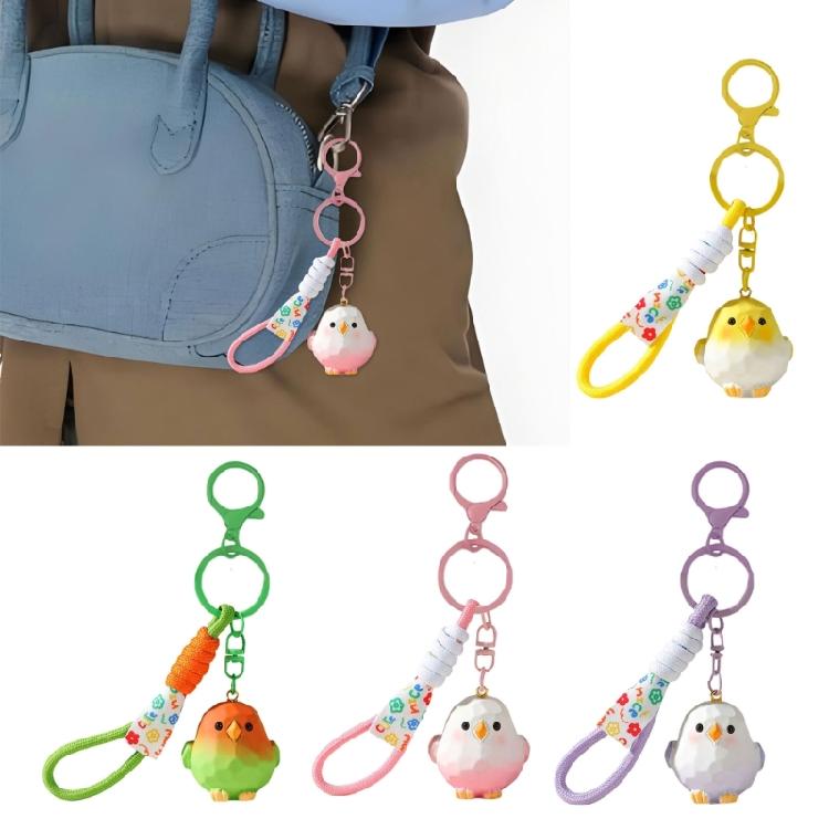 Eye Catching Resin Bird Key Holder Artistic Carving Design Compact Bag Pendant Christmas Gift For Kids Adults