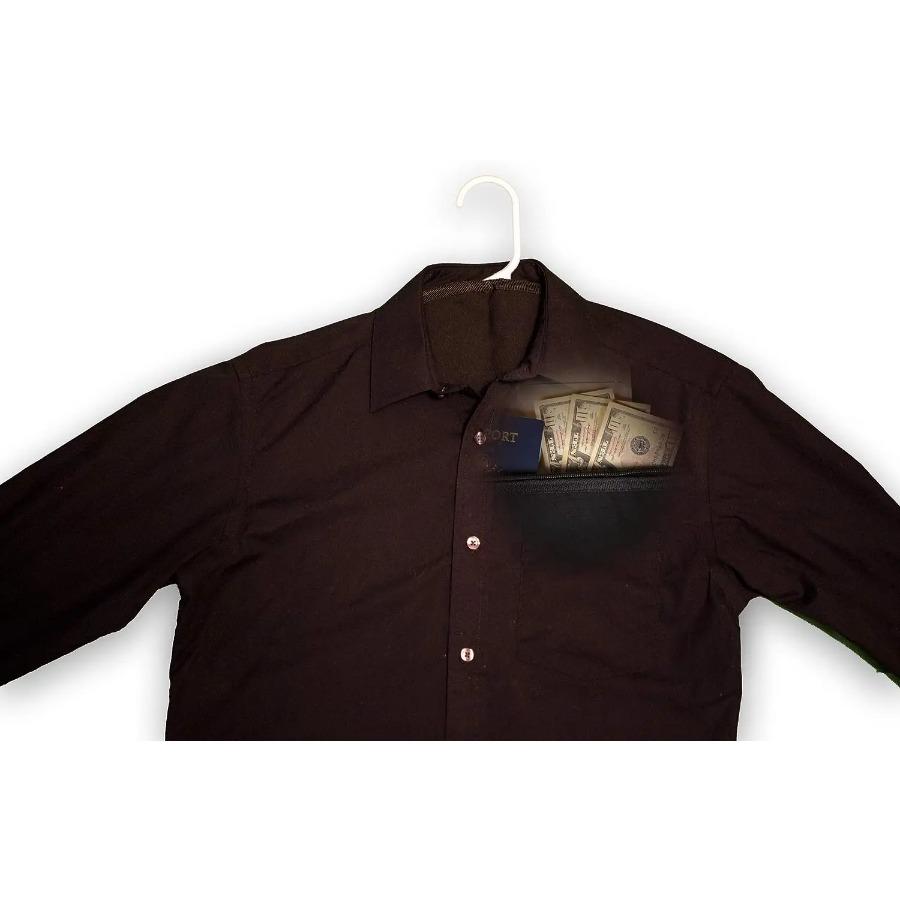 Hanger Diversion Safe Hidden Pocket Safe Fits Under Hanging Clothes with Pocket To Hide Valuables for Home or Travel