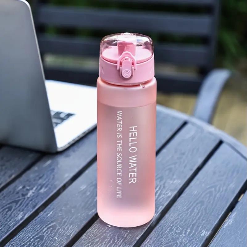 Portable Convenience Large Capacity Cherry Blossom Water Bottle  with Secure Lid & Carrying Rope, High-Quality PC Material
