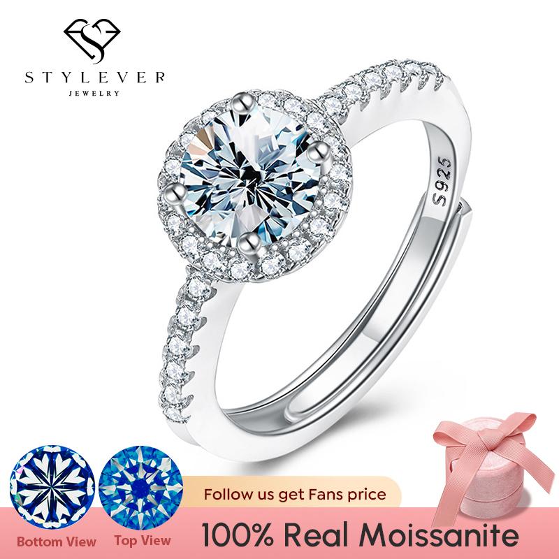 

Стильные блестящие роскошные 0,5-каратные круглые муассанитовые регулируемые кольца для женщин из серебра 925 пробы Свадебные ювелирные изделия