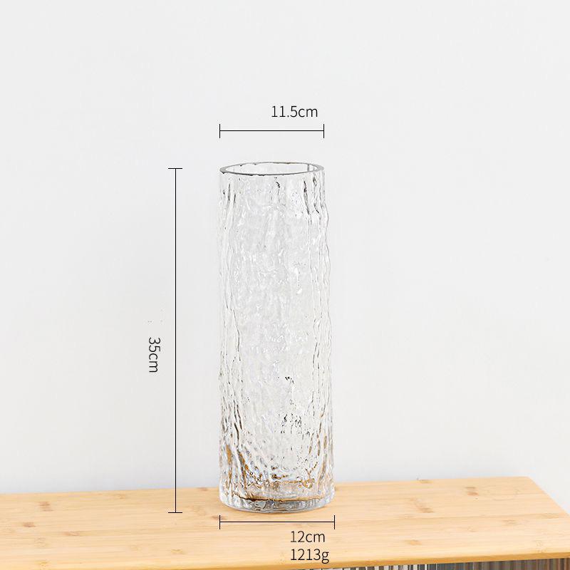 Rock Ice Patterned Glass Vase Flower Arrangement Ornaments Home Livingroom Tea Table Accessories Hotel Office Desktop Decoration