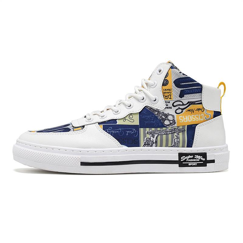 Fashion Graffiti Printed Skateboard Shoes Men's High Top Men Sports Sneakers Platform Women Trainers Skate Shoes Running Casual