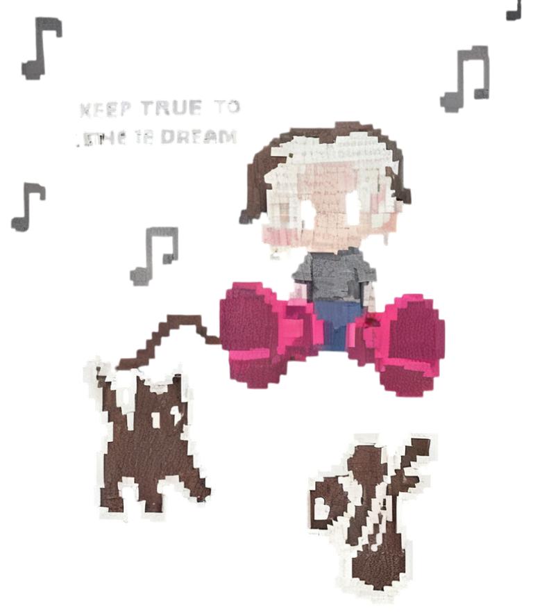 Oversized T Shirt Black Pixel Art Cartoon Character Music Notes Keep True To One Dream Print Casual Streetwear Women's Top