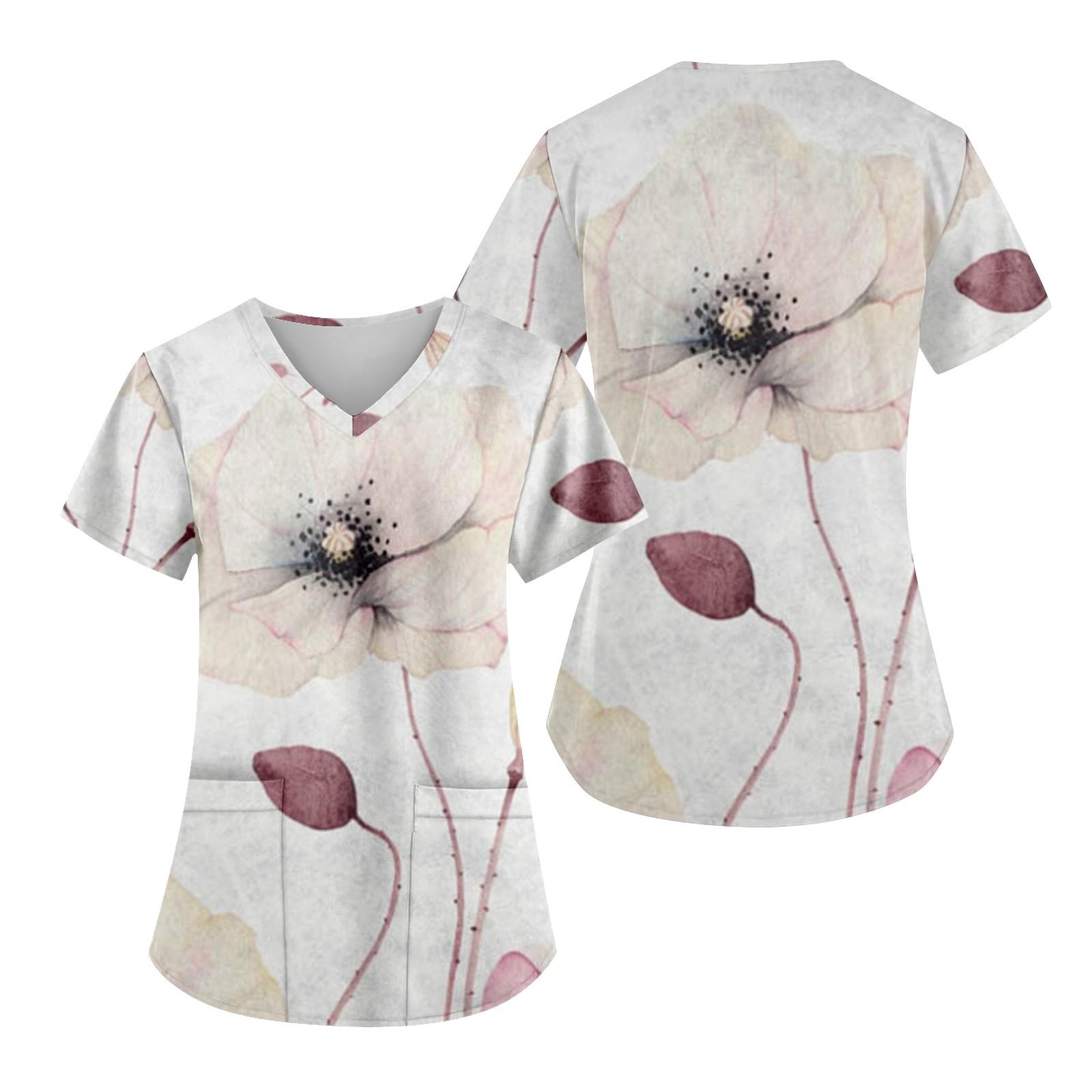 

Женский модный топ с v-образным вырезом и коротким рукавом с карманом и коротким рукавом для ухода за ребенком S белый