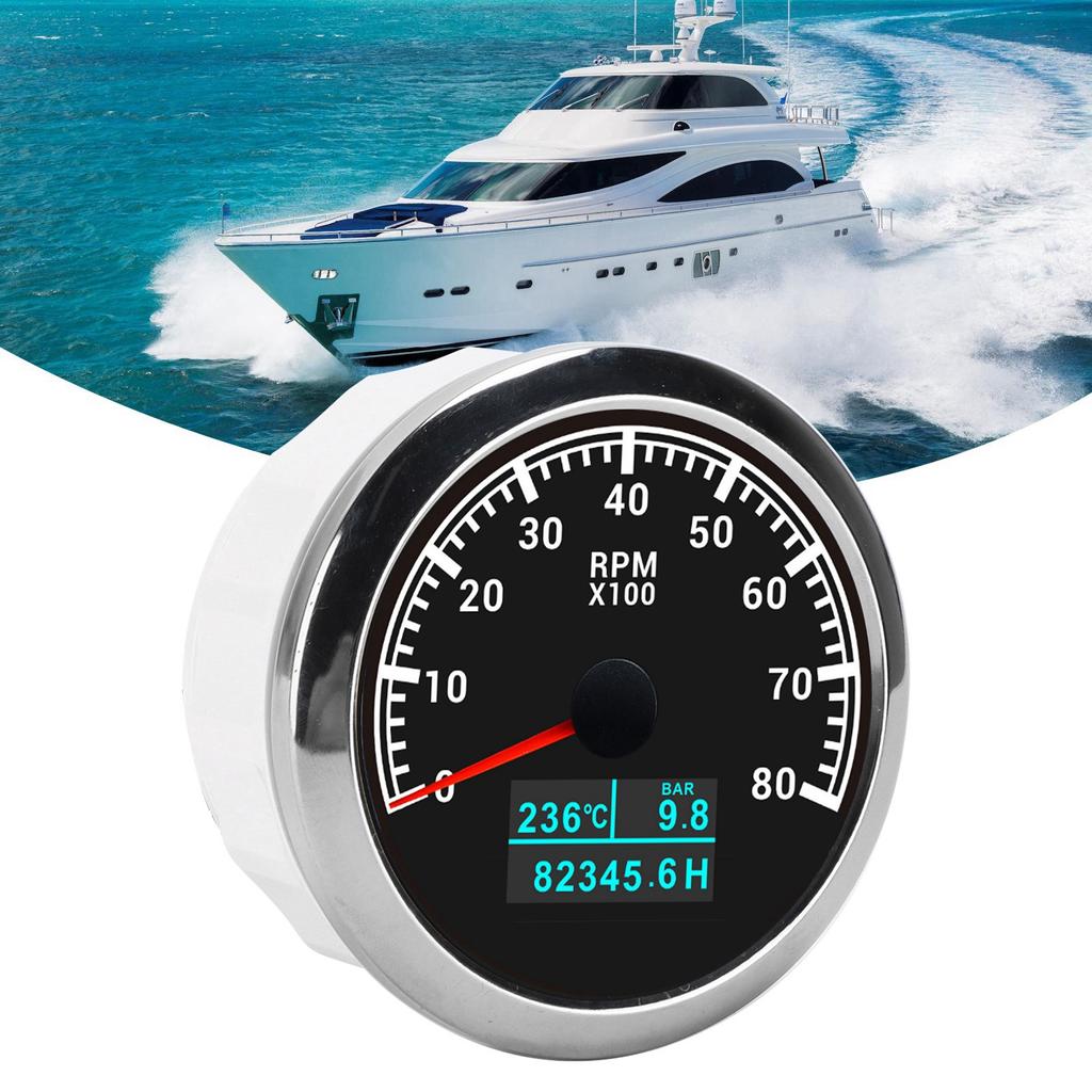 3 In 1 Tachometer Water Temperature Oil Pressure Cumulative Hour Display Pointer IP67 for Car Truck Ship