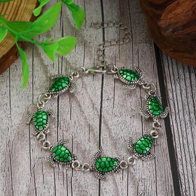 Böhmisches Meeresschildkröten Armband für Damen Verstellbare Metallkette Sommer Strandparty Urlaub Schmuck Geschenk