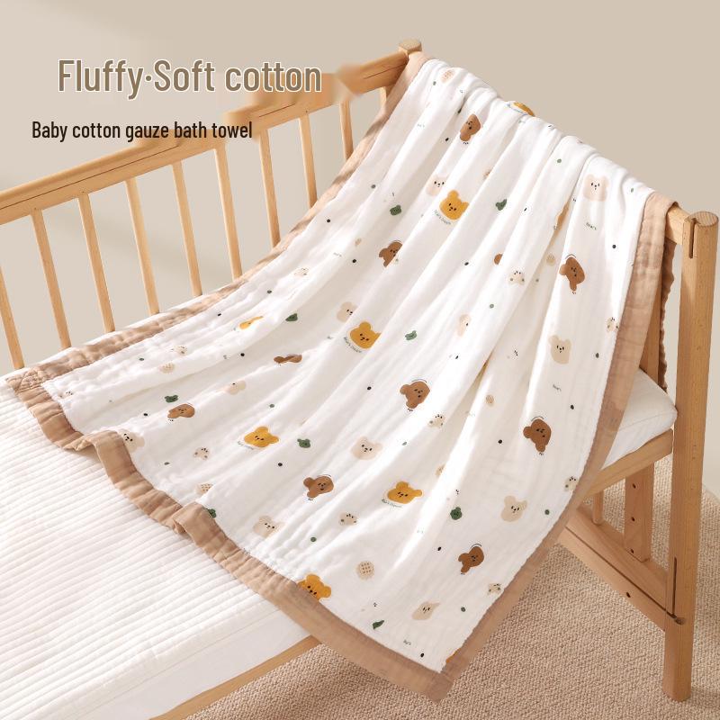 Baby Bath Towel: Pure Cotton Absorbent Gauze Swaddle, Summer Blanket, Infant Wrap