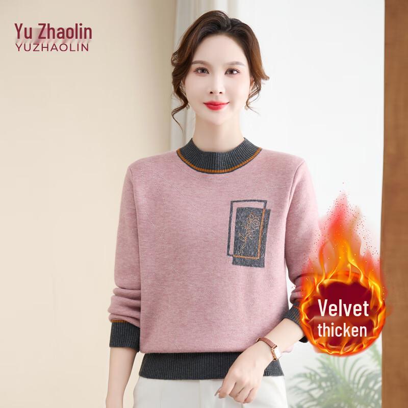 YUZHAOLIN 2025 Fall/Winter Women's Mock Neck Fleece-Lined Sweater