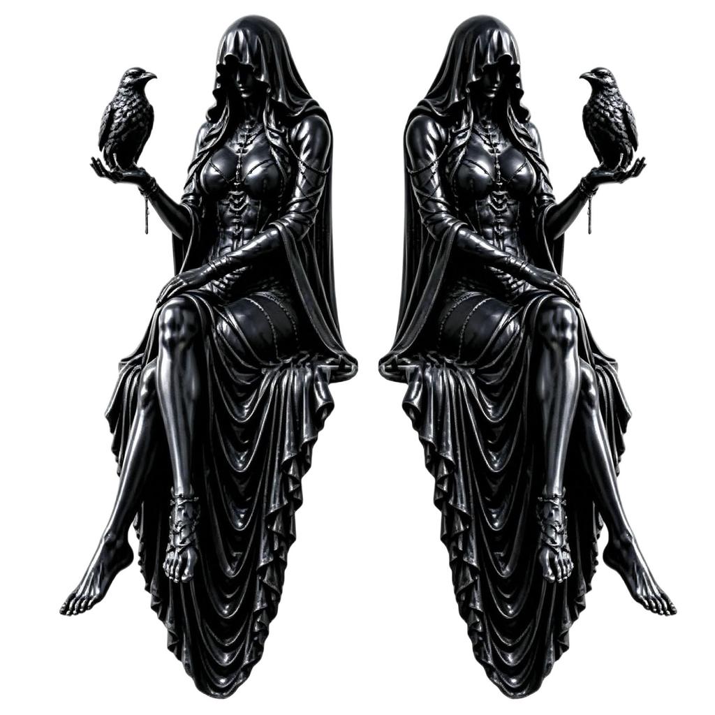 Resin Hooded Lady Reaper Figurine Macabre Desk Decor Witchy Room Decoration Ornaments for Home Garden Yard Decorations